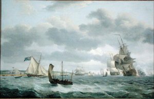 Men-of-War i inne statki na wietrze u Dover autorstwa Thomas Luny