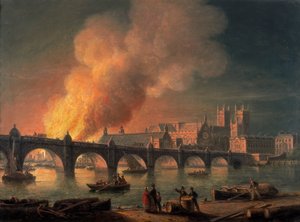 „Most Westminsterski i spalenie gmachów parlamentu z Lambeth”, 1835 autorstwa Thomas Luny
