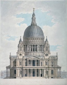 Zachodni front katedry św. Pawła, City of London, 1780 autorstwa Thomas Malton II
