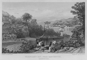 Warfleet Bay, niedaleko Dartmouth, Devonshire (grawerowanie)