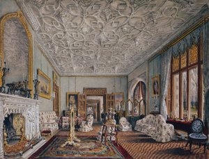 Salonik w stylu gotyckim, ok. 1850 (akwarela) autorstwa Thomas Mann Baynes