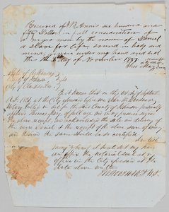 Rachunek sprzedaży mężczyzny o imieniu Daniel na Jerome B. Annis, 1 listopada 1851. autorstwa Thomas May