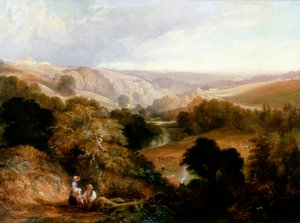 Wieczorny widok na Heaton Dene, Lancashire, ze wzniesienia w pobliżu Mable