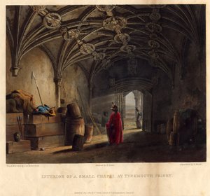 Wnętrze małej kaplicy w Tynemouth Priory, 1820 autorstwa Thomas Miles Richardson