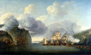 Wymuszenie przeprawy przez rzekę Hudson, 9 października 1776 r. autorstwa Thomas Mitchell