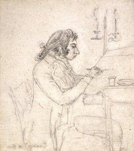 JMW Turner przy stole rysunkowym; Verso: Pani Monro śpi (ołówek na złamanym papierze czerpanym)