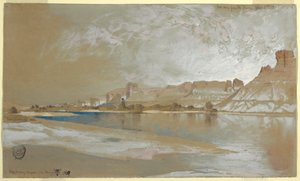 Rysunek Green River z promu, terytorium Wyoming, 11 września 1889 r. autorstwa Thomas Moran