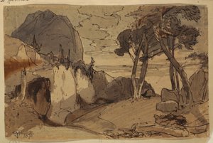 Rysunek, Droga w górskim krajobrazie, 1875 autorstwa Thomas Moran