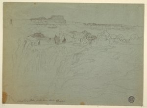 Rysunek, wodospad Shoshone, Snake River, Idaho, 1875 r. autorstwa Thomas Moran