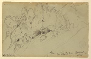 Rysunek, Diabelska jama, Yellowstone, 1871 r. autorstwa Thomas Moran