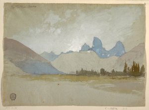 Rysunek, The Tetons, Idaho, 1879 r. autorstwa Thomas Moran