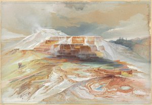 Gorące źródła rzeki Gardiner, Yellowstone autorstwa Thomas Moran