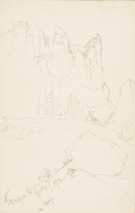 Tongue River Cliffs (w obozie) autorstwa Thomas Moran