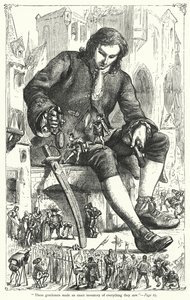Ilustracja do Podróży Guliwera autorstwa Jonathana Swifta (rycina)