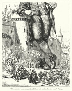 Ilustracja do Podróży Guliwera autorstwa Jonathana Swifta (rycina)