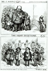Kreskówki z Williamem Marcy „Bossem” Tweedem, Jamesem Ingersollem i Georgem Millerem, z „Harper