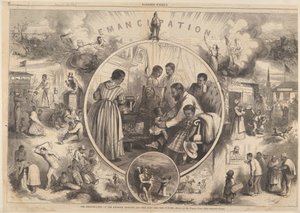 Emancypacja Czarnych - przeszłość i przyszłość z Harpers Weekly, 24 stycznia 1863. autorstwa Thomas Nast