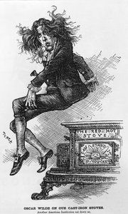 Oscar Wilde o naszych piecach żeliwnych. Inna amerykańska instytucja usiadła, ilustracja z pubu Harper