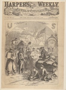 Święty Mikołaj w obozie z Harpers Weekly, 3 stycznia 1863.