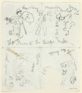 Arkusz szkiców: Władza księży katolickich (recto); Arkusz szkiców (verso) autorstwa Thomas Nast