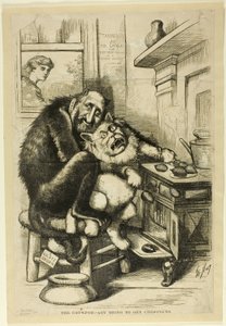 Kocia łapa, wszystko, by zdobyć kasztany autorstwa Thomas Nast