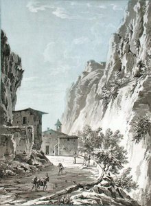 Wioska Gondo na przełęczy Simplon, ilustracja z „Voyage Pittoresque et Historique du Nord d