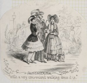 Wiktoriańska moda damska: bloomers (grawerunek)