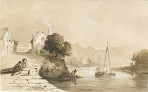 Arley - River Severn: rysunek w sepii, 8 września 1837 autorstwa Thomas Peploe Wood