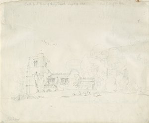Kościół w Arley: rysunek ołówkiem, 4 września 1837 r. autorstwa Thomas Peploe Wood