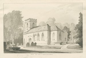 Kościół Barlaston: rysunek piórkiem i praniem, 1838 autorstwa Thomas Peploe Wood