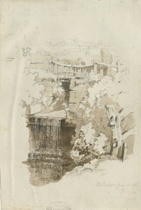 Biddulph - widok wiejski: rysunek ołówkiem i wash, 8 VI 1837 (rysunek) autorstwa Thomas Peploe Wood