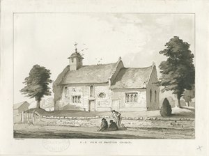 Blurton Church: rysunek w sepii autorstwa Thomas Peploe Wood