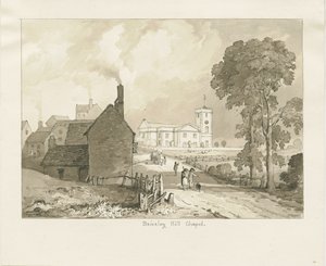 Kaplica Brierley Hill: rysunek w sepii, 1837 autorstwa Thomas Peploe Wood