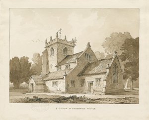 Kościół Broughton : rysunek w sepii, 1838 autorstwa Thomas Peploe Wood