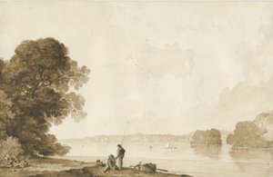 Chillington Park - Basen: rysunek w sepii, bd [1837-1838] (rysunek) autorstwa Thomas Peploe Wood
