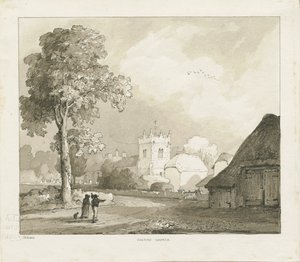 Colton Church: rysunek w sepii autorstwa Thomas Peploe Wood