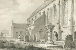 Kościół Colwich: rysunek w sepii autorstwa Thomas Peploe Wood