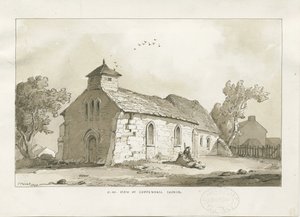 Kościół Coppenhall: rysunek w sepii autorstwa Thomas Peploe Wood