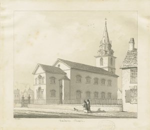 Kościół Darlaston: rysunek w sepii, 1836 autorstwa Thomas Peploe Wood