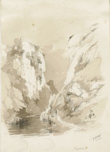 Dovedale - pejzaż: rysunek ołówkiem i wash, bd [1817-1845] (rysunek) autorstwa Thomas Peploe Wood