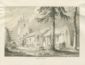Kościół Enville: rysunek w sepii, 1837 autorstwa Thomas Peploe Wood