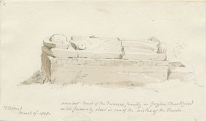 Kościół w Gayton: rysunek ołówkiem i rozmyciem, 27 marca 1838 (rysunek) autorstwa Thomas Peploe Wood