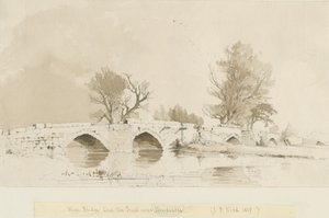 Handsacre - Old High Bridge: rysunek rozmyty w sepii