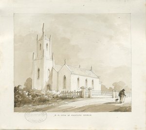 Hanford Church: rysunek ołówkiem i rozmyciem, bd [?1838] (rysunek) autorstwa Thomas Peploe Wood