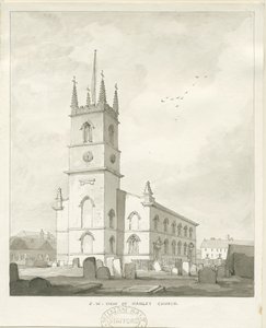 Hanley Church: rysunek w sepii, bd [?1838] (rysunek) autorstwa Thomas Peploe Wood
