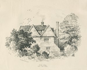High Offley - Park Hall: rysunek piórem i tuszem (winietowany) autorstwa Thomas Peploe Wood
