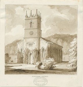 Kidsgrove Church: rysunek w sepii autorstwa Thomas Peploe Wood
