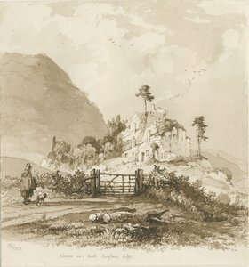 Kinver Edge: rysunek w sepii, 1837 autorstwa Thomas Peploe Wood