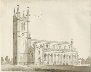 Lane End - New Church: rysunek w sepii