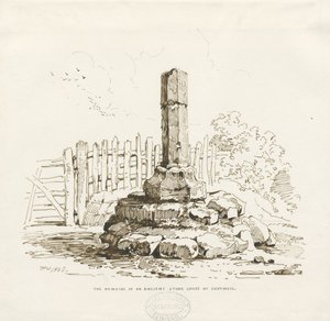 Moreton – Stone Cross pozostaje w Chatwell: rysunek piórem, 1838 autorstwa Thomas Peploe Wood